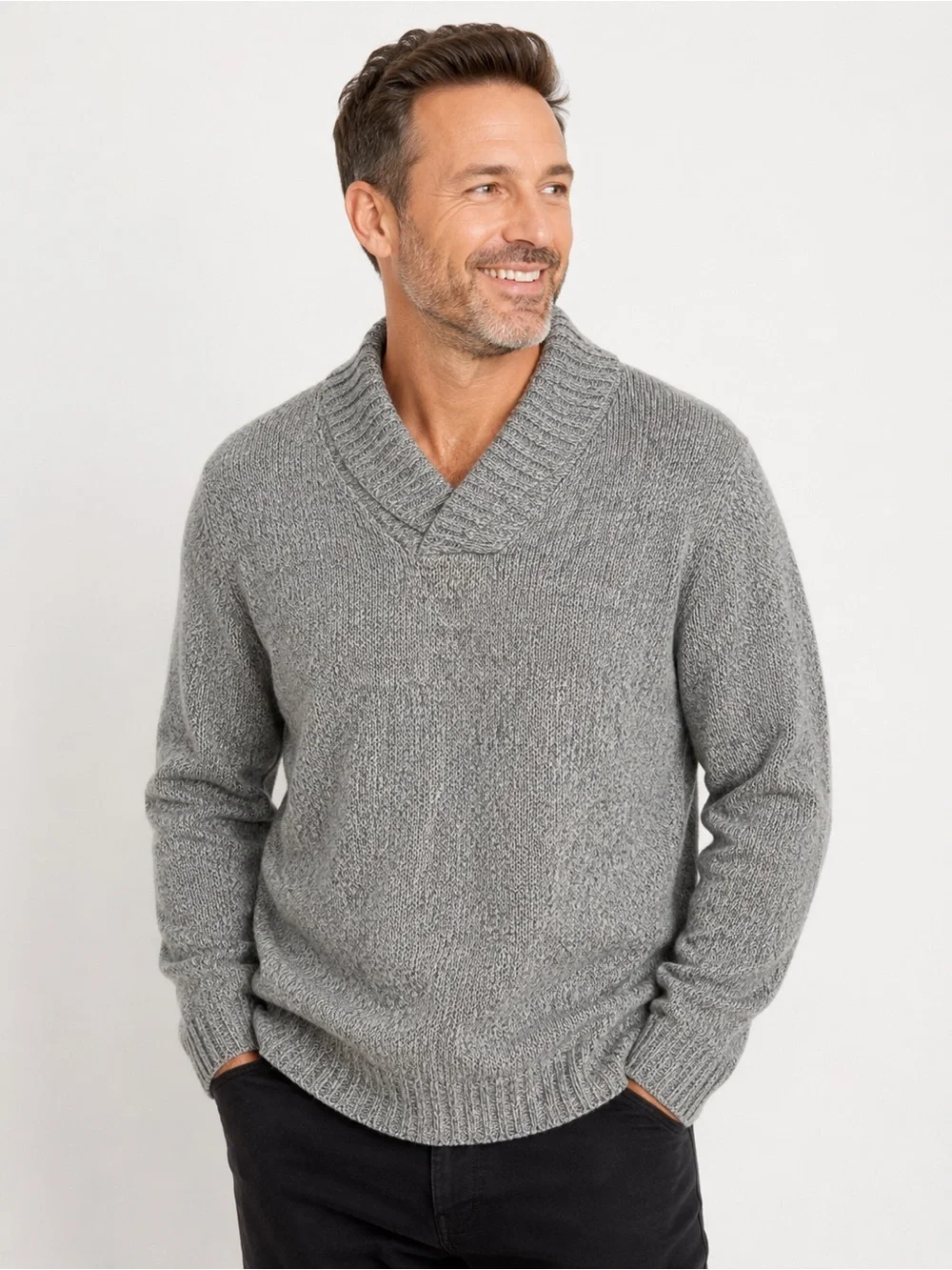 David Taylor Collection Mens XL Gray‎ Speckled Knit V Neck Pullover Sweater